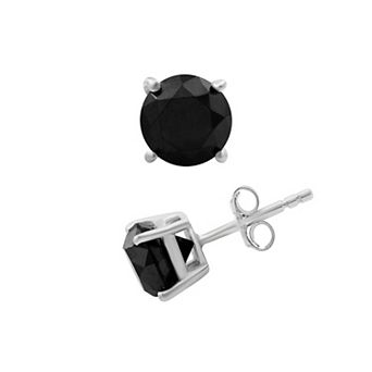 Jewelexcess Sterling Silver 3 Carat T.W. Black Diamond Solitaire Earrings