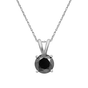 Jewelexcess Sterling Silver 3 Carat T.W. Black Diamond Solitaire Pendant Necklace