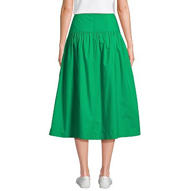 Women's Lands' End Poplin Drop Waist Midi Skirt