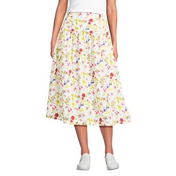 Women's Lands' End Poplin Drop Waist Midi Skirt