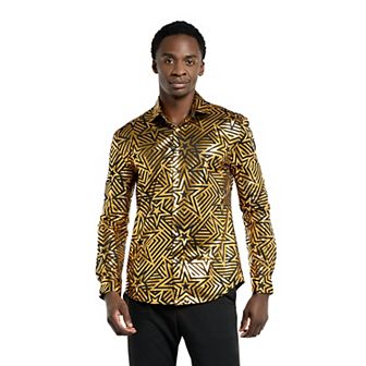 Men's OppoSuits Golden Geo Star Slim-Fit Button-Down Shirt