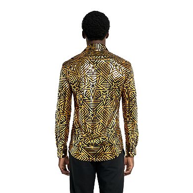 Men's OppoSuits Golden Geo Star Slim-Fit Button-Down Shirt