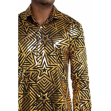 Men's OppoSuits Golden Geo Star Slim-Fit Button-Down Shirt