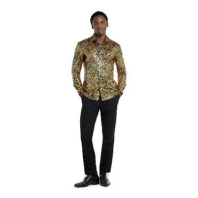 Men's OppoSuits Golden Geo Star Slim-Fit Button-Down Shirt