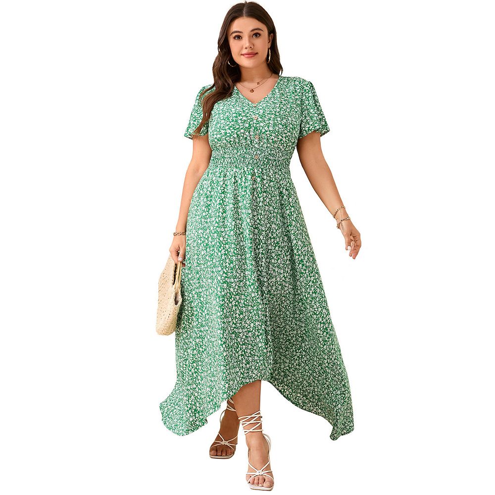 knee length dresses for ladies Bebe Women's Jersey Cascade Ruffle Dress main image 1