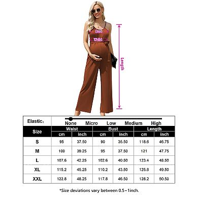 Women's Maternity Jumpsuit Wide Leg Sleeveless Adjustable Strap Pockets Casual Romper with Belt