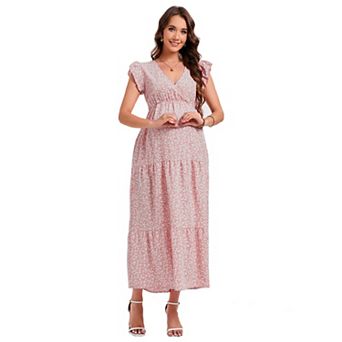 Women's Summer Dress Vestido Bohemian V-Neck Printed Long Skirt Floral Dress Robe