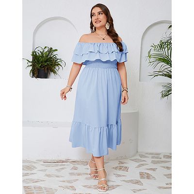 sachin and babi light blue dress Black Frill Cold Shoulder Maxi Dress – AX Paris main image 0