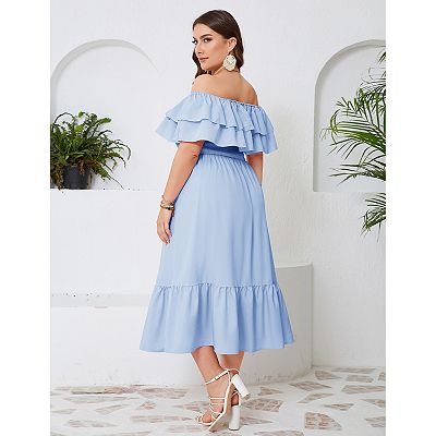 flowy off the shoulder bohemian dress Anybird Womens Summer Off Shoulder Maxi Dress Tube Top Dress Elegant Flowy  Bohemian Lace Party Dresses,White,S at Amazon Women's Clothing store