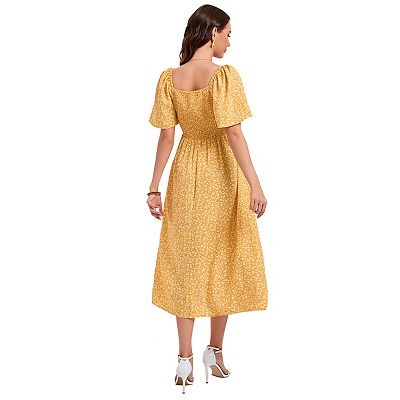 yellow maternity dress for baby shower Momyknows Chic Falbala Side Slit Bodycon Maxi Dress, Yellow / L Runs true to size QQcute Yellow Chiffon Maternity Dress