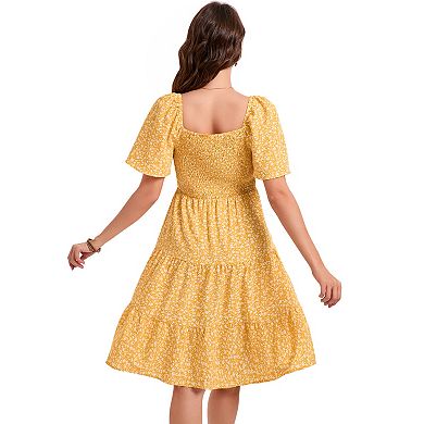 Maternity Dresses for Baby Shower Women's Knotted V Neck Knee Length Wrap Baby Shower Dress