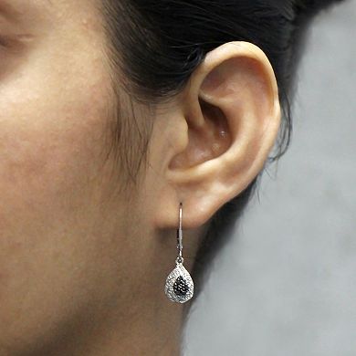 Jewelexcess Sterling Silver 1/4 Carat T.W. Black & White Diamond Drop Earrings