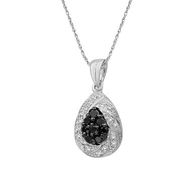 Jewelexcess Sterling Silver 1/4 Carat T.W. Black & White Diamond Pendant Necklace
