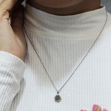 Jewelexcess Sterling Silver 1/2 Carat T.W. Champagne & White Diamond Halo Cluster Pendant Necklace