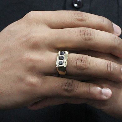 Men's Jewelexcess Sterling Silver 1 Carat T.W. Black Diamond 3-Stone Ring