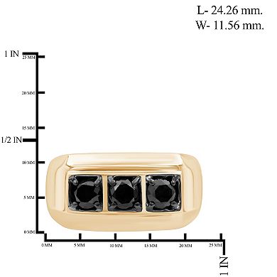 Men's Jewelexcess Sterling Silver 1 Carat T.W. Black Diamond 3-Stone Ring