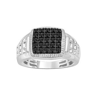 Men's Jewelexcess Sterling Silver 1/4 Carat T.W. Black Diamond Ring