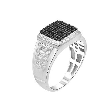 Men's Jewelexcess Sterling Silver 1/4 Carat T.W. Black Diamond Ring