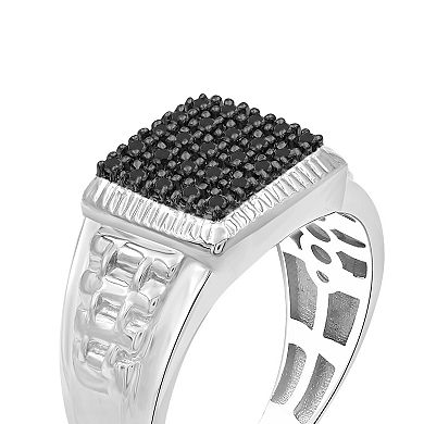 Men's Jewelexcess Sterling Silver 1/4 Carat T.W. Black Diamond Ring