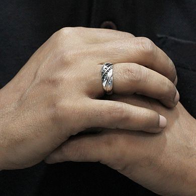 Men's Jewelexcess Sterling Silver 1/4 Carat T.W. Black Diamond Two-Row Ring