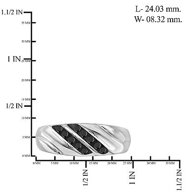 Men's Jewelexcess Sterling Silver 1/4 Carat T.W. Black Diamond Two-Row Ring