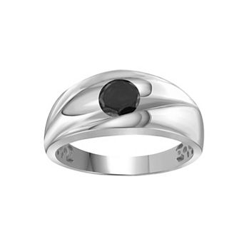 Men's Jewelexcess Sterling Silver 1 Carat T.W. Black Diamond Solitaire Ring