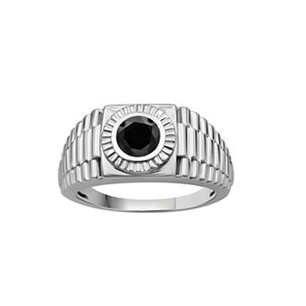 Men's Jewelexcess Sterling Silver 1 Carat T.W. Black Diamond Solitaire Textured Ring