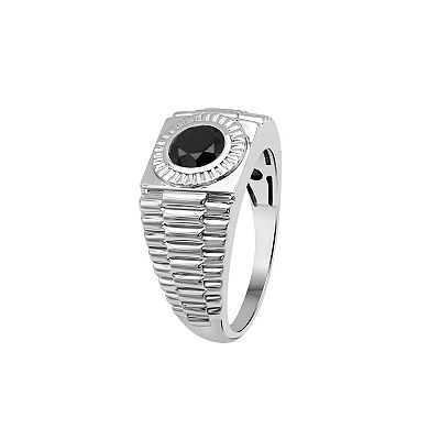 Men's Jewelexcess Sterling Silver 1 Carat T.W. Black Diamond Solitaire Textured Ring