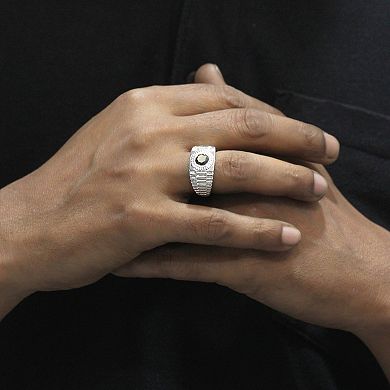 Men's Jewelexcess Sterling Silver 1 Carat T.W. Black Diamond Solitaire Textured Ring