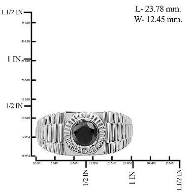 Men's Jewelexcess Sterling Silver 1 Carat T.W. Black Diamond Solitaire Textured Ring