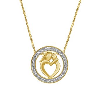 Jewelexcess 14k Gold Over Silver 1/10 Carat T.W. Diamond Mom Pendant Necklace
