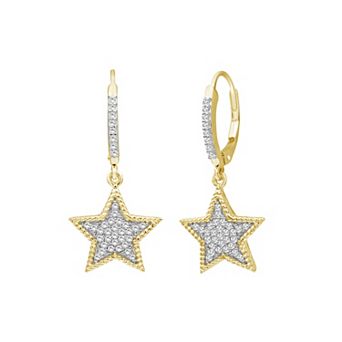 Jewelexcess 14k Gold Over Silver 3/8 Carat T.W. Diamond Star Drop Earrings