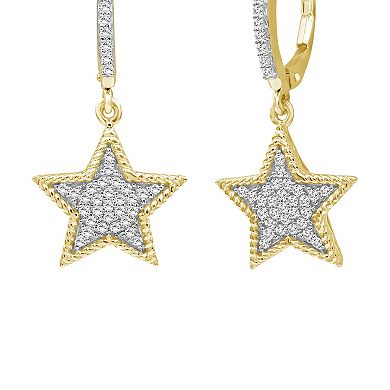 Jewelexcess 14k Gold Over Silver 3/8 Carat T.W. Diamond Star Drop Earrings