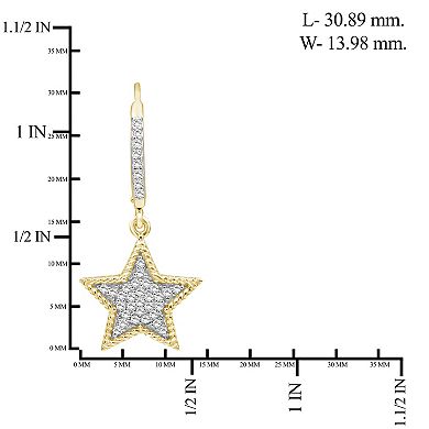 Jewelexcess 14k Gold Over Silver 3/8 Carat T.W. Diamond Star Drop Earrings