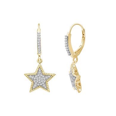 Jewelexcess 14k Gold Over Silver 3/8 Carat T.W. Diamond Star Drop Earrings