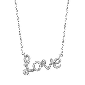 Jewelexcess Sterling Silver 1/5 Carat T.W. Diamond Love Necklace