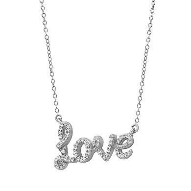 Jewelexcess Sterling Silver 1/5 Carat T.W. Diamond Love Necklace