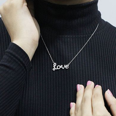 Jewelexcess Sterling Silver 1/5 Carat T.W. Diamond Love Necklace