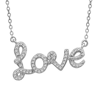 Jewelexcess Sterling Silver 1/5 Carat T.W. Diamond Love Necklace