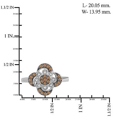 Jewelexcess Sterling Silver 1/4 Carat T.W. Champagne & White Diamond Clover Ring