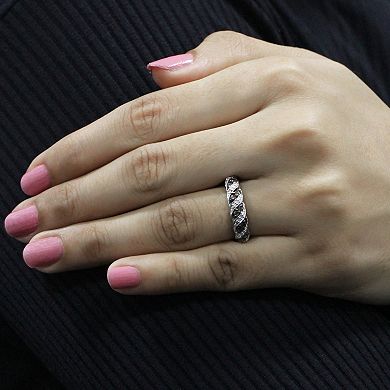 Jewelexcess Sterling Silver 1/4 Carat T.W. Champagne & White Diamond Swirl Ring