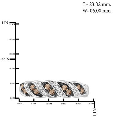 Jewelexcess Sterling Silver 1/4 Carat T.W. Champagne & White Diamond Swirl Ring