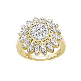 Jewelexcess Gold Over Sterling Silver 1 Carat T.W. Diamond Flower Ring