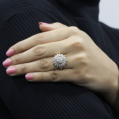 Jewelexcess Gold Over Sterling Silver 1 Carat T.W. Diamond Flower Ring