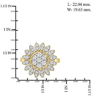 Jewelexcess Gold Over Sterling Silver 1 Carat T.W. Diamond Flower Ring