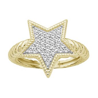 Jewelexcess 14k Gold Over Silver 1/3 Carat T.W. Diamond Star Ring