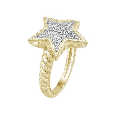Jewelexcess 14k Gold Over Silver 1/3 Carat T.W. Diamond Star Ring