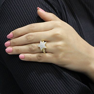 Jewelexcess 14k Gold Over Silver 1/3 Carat T.W. Diamond Star Ring