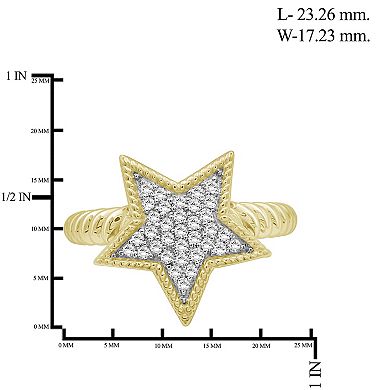 Jewelexcess 14k Gold Over Silver 1/3 Carat T.W. Diamond Star Ring