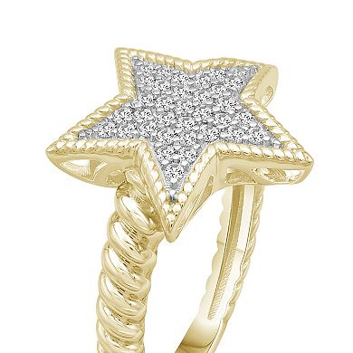Jewelexcess 14k Gold Over Silver 1/3 Carat T.W. Diamond Star Ring